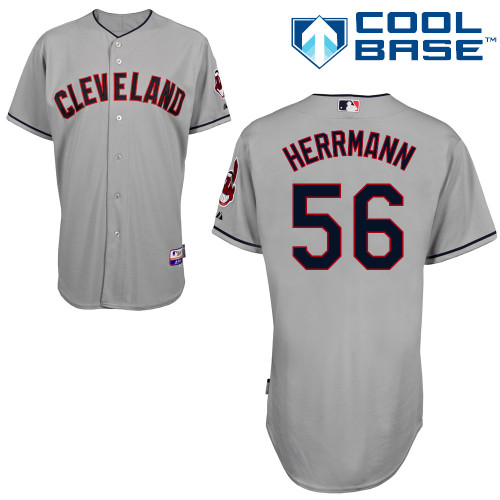 Frank Herrmann #56 MLB Jersey-Cleveland Indians Men's Authentic Road Gray Cool Base Baseball Jersey